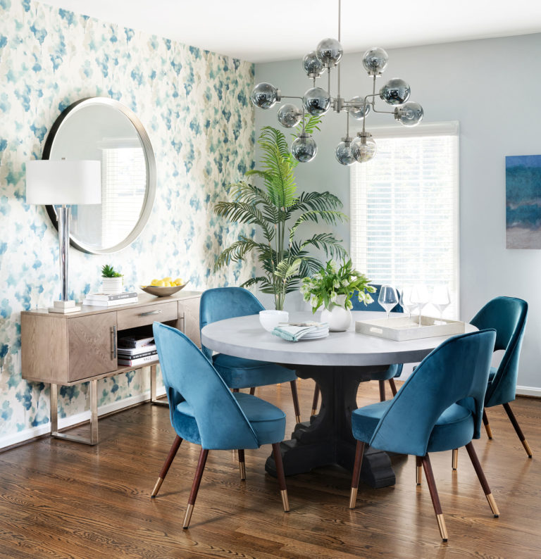 floral custom wallpaper dining room
